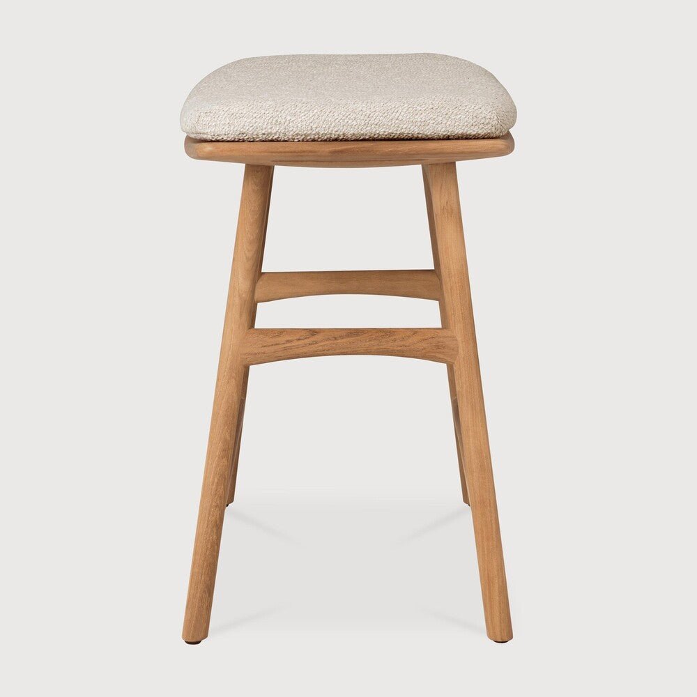Elegant Osso Outdoor Stool – Sculptural Teak Frame & Cozy Quick‑Dry Pad - Sage InteriorsSage InteriorsOutdoor Stool