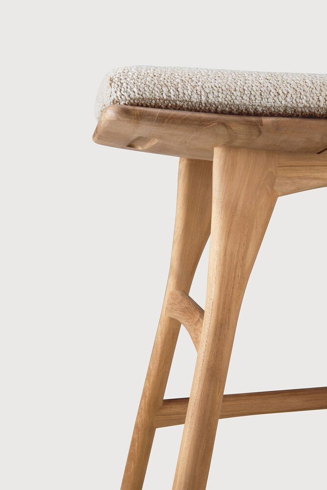 Elegant Osso Outdoor Stool – Sculptural Teak Frame & Cozy Quick‑Dry Pad - Sage InteriorsSage InteriorsOutdoor Stool