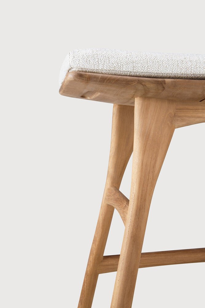 Elegant Osso Outdoor Stool – Sculptural Teak Frame & Cozy Quick‑Dry Pad - Sage InteriorsSage InteriorsOutdoor Stool