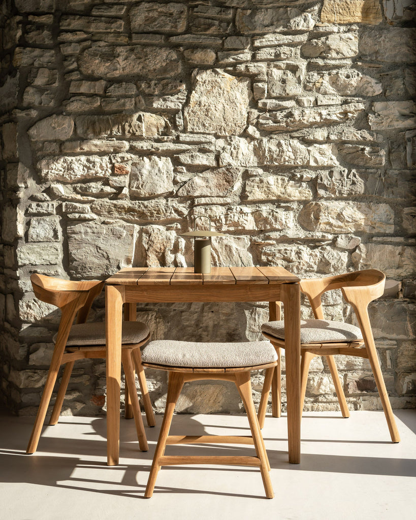 Elegant Osso Outdoor Stool – Sculptural Teak Frame & Cozy Quick‑Dry Pad - Sage InteriorsSage InteriorsOutdoor Stool