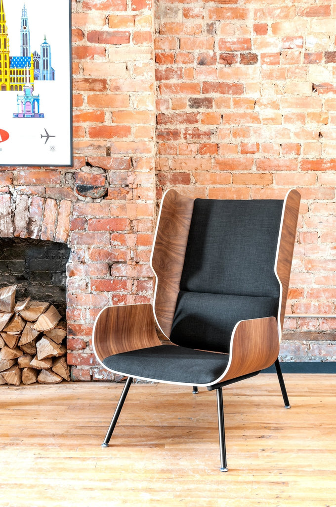 Elk Chair – Modern Wingback Lounge with Walnut Plywood Frame - Sage InteriorsSage InteriorsChair