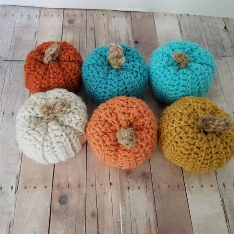 Rustic Yarn Crochet Pumpkin, Mustard, Small