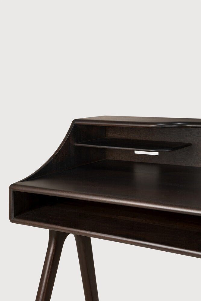Flow Solid Mahogany Desk with Rounded Edges & Modern Vintage Design - Sage InteriorsEthnicraftDesk