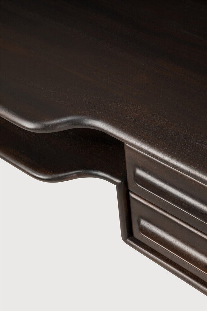 Flow Solid Mahogany Desk with Rounded Edges & Modern Vintage Design - Sage InteriorsEthnicraftDesk