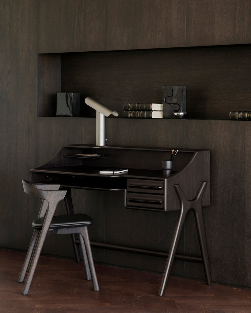 Flow Solid Mahogany Desk with Rounded Edges & Modern Vintage Design - Sage InteriorsEthnicraftDesk