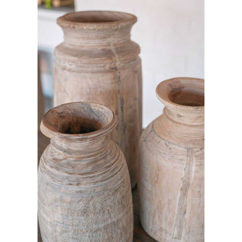 Found Object Wooden Vessel Dark - Washed - Sage InteriorsJeffanDecor