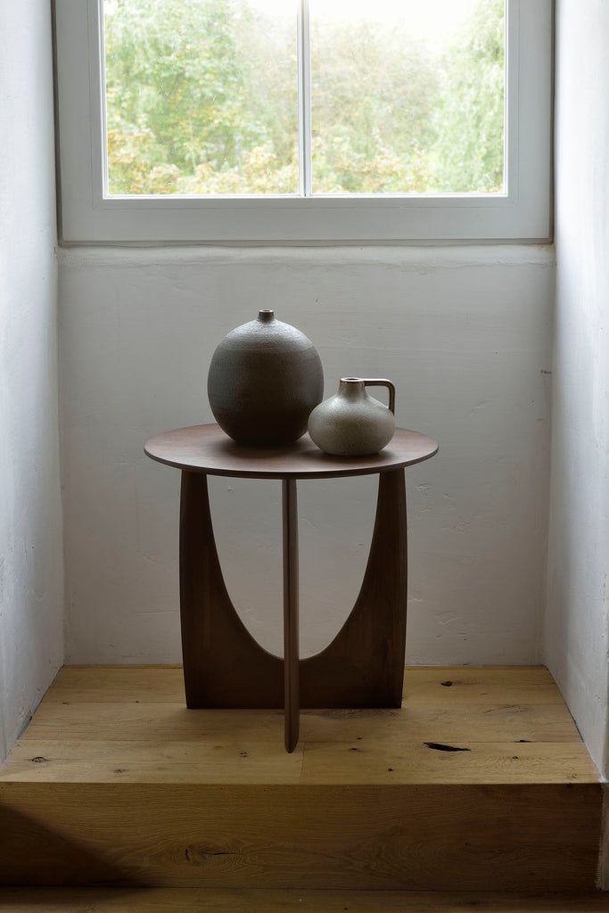 Geometric Side Table – Sculptural Solid Oak Accent - Sage InteriorsEthnicraft