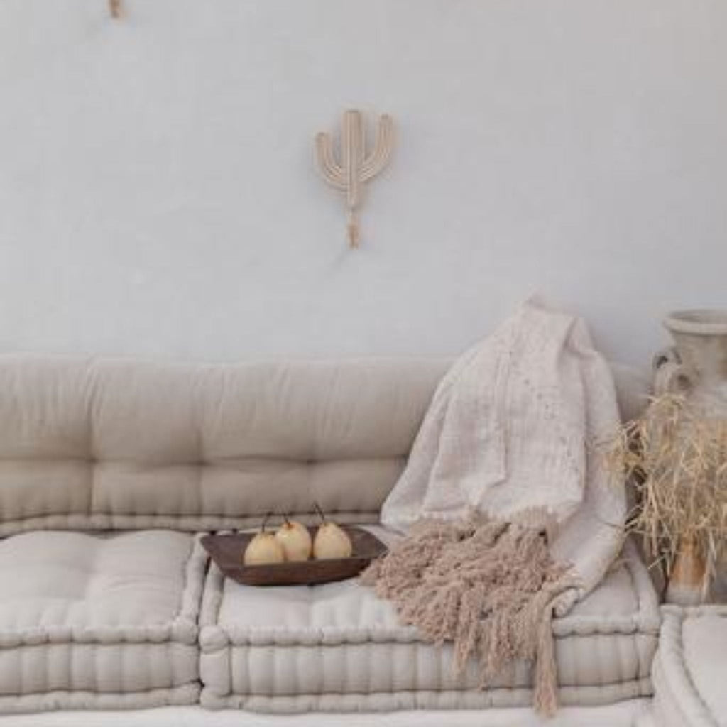 Hand Loomed Cotton Blanket - Gold Motif - Sage InteriorsVillage Thrive