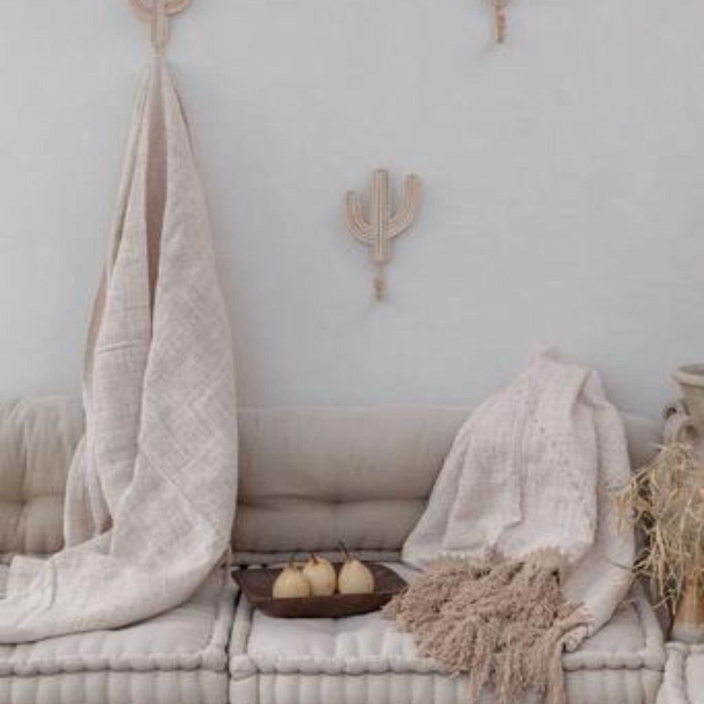 Hand Loomed Cotton Blanket - Natural - Sage InteriorsVillage Thrive