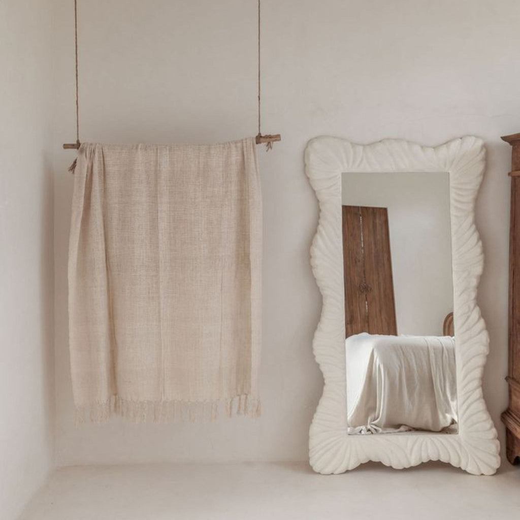 Hand Loomed Cotton Blanket - Natural - Sage InteriorsVillage Thrive
