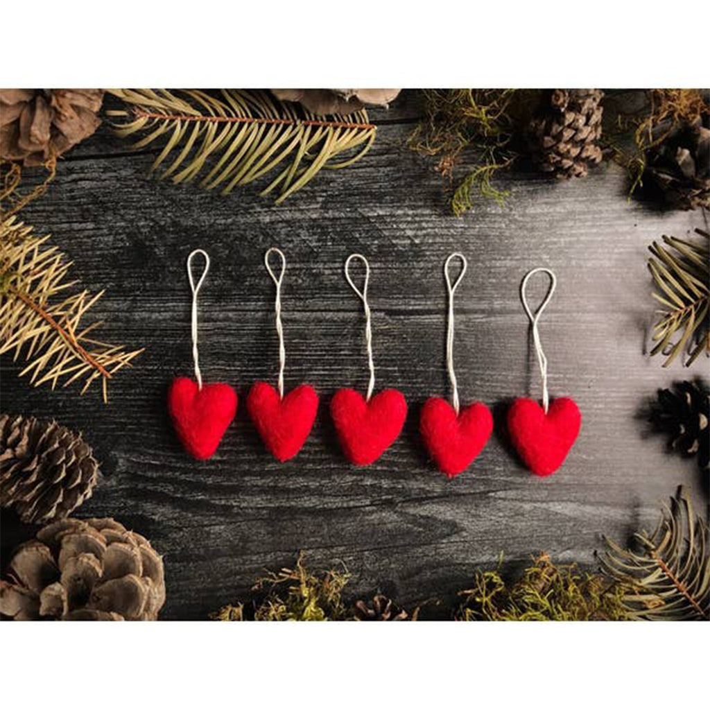 "Heart felt" Ornament, Red Set of 6 - Sage InteriorsTREE