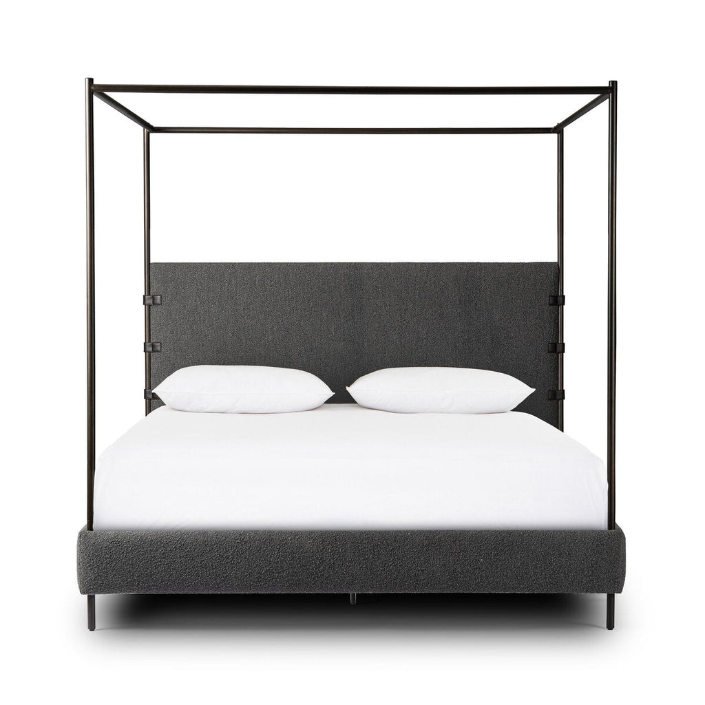 Iron Canopy Bed - Knoll Charcoal Boucle - Sage InteriorsFour HandsBeds & Bed Frames