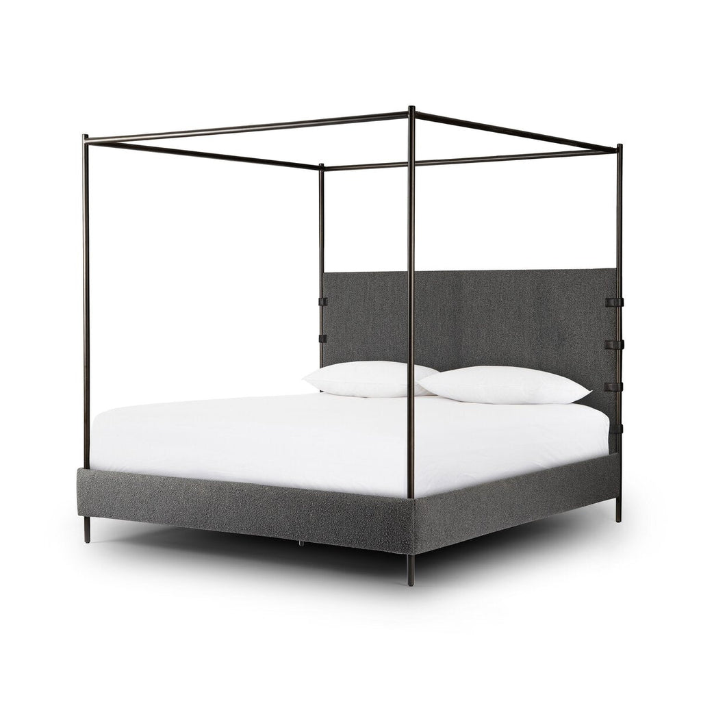 Iron Canopy Bed - Knoll Charcoal Boucle - Sage InteriorsFour HandsBeds & Bed Frames