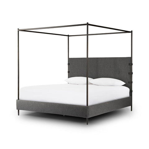 Iron Canopy Bed - Knoll Charcoal Boucle - Sage InteriorsFour HandsBeds & Bed Frames