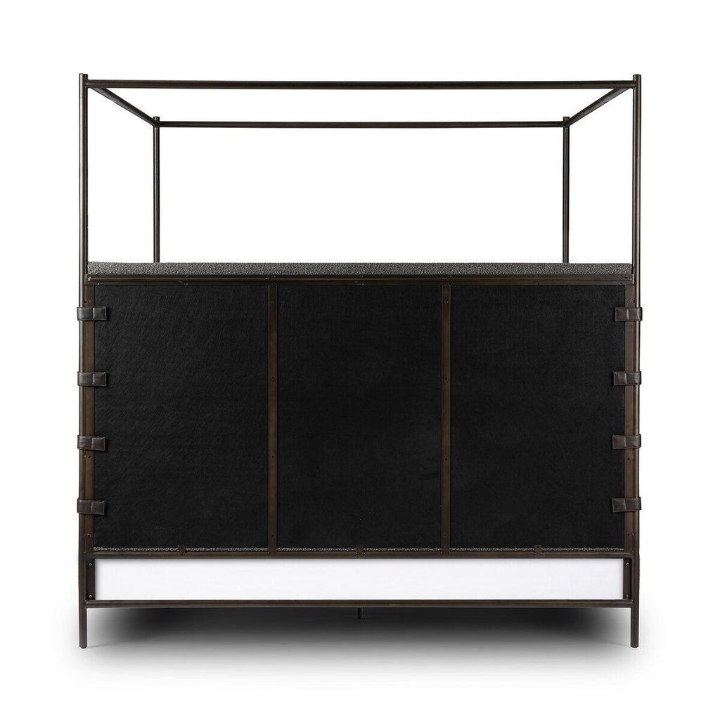 Iron Canopy Bed - Knoll Charcoal Boucle - Sage InteriorsFour HandsBeds & Bed Frames