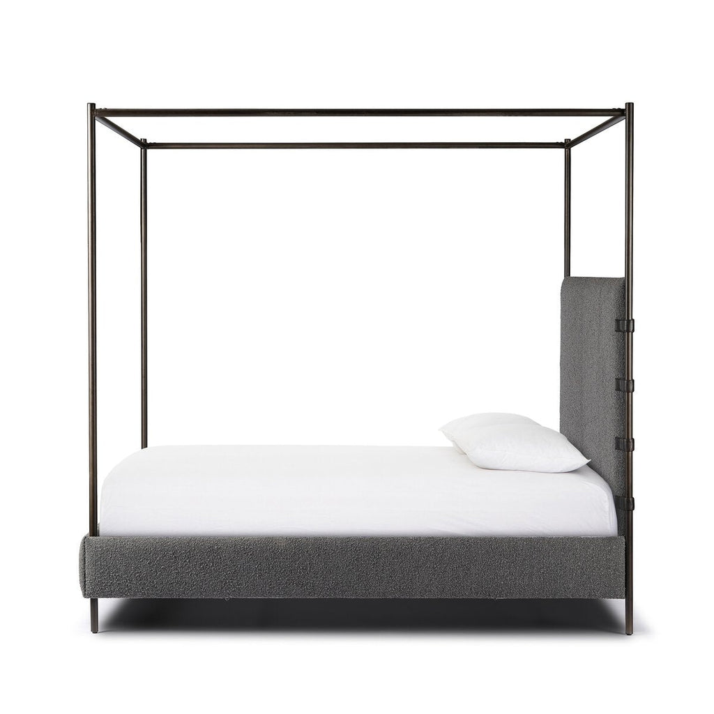 Iron Canopy Bed - Knoll Charcoal Boucle - Sage InteriorsFour HandsBeds & Bed Frames
