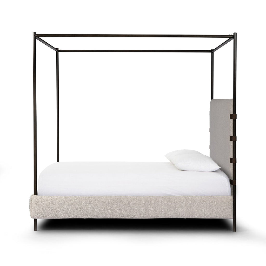 Iron Canopy Bed - Knoll Natural Boucle - Sage InteriorsFour HandsBeds & Bed Frames