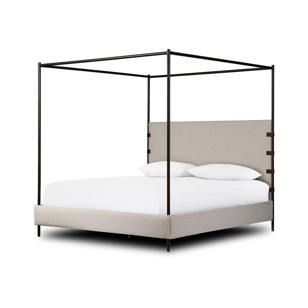 Iron Canopy Bed - Knoll Natural Boucle - Sage InteriorsFour HandsBeds & Bed Frames