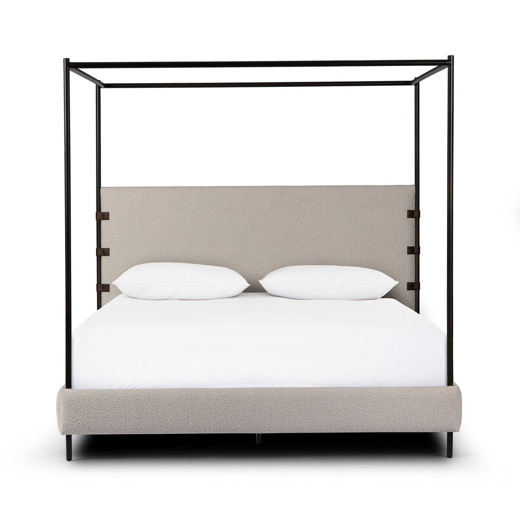Iron Canopy Bed - Knoll Natural Boucle - Sage InteriorsFour HandsBeds & Bed Frames