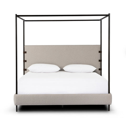Iron Canopy Bed - Knoll Natural Boucle - Sage InteriorsFour HandsBeds & Bed Frames