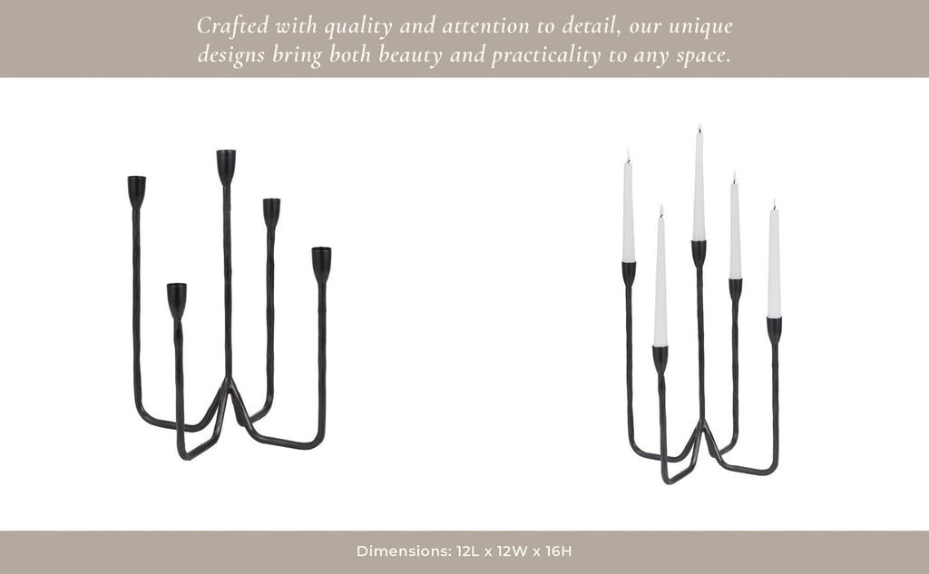 Iron Forged 5 - Taper Candle Holder - Black, 16 in. - Sage InteriorsSagebrook HomeCandle Holders