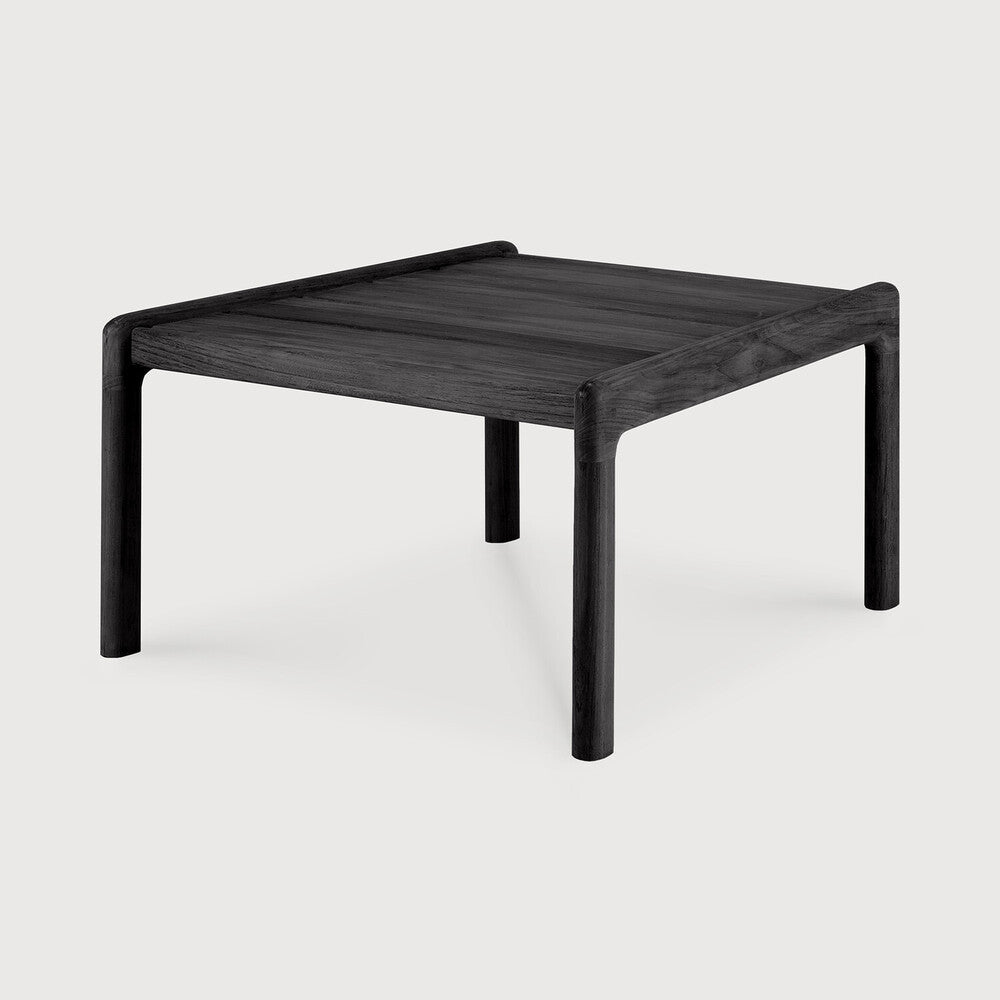 Black square coffee table on a white background