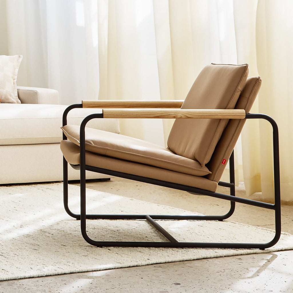 Kelso Chair – Industrial Modern Lounge Chair with Wood Armrests - Sage InteriorsSage InteriorsChair
