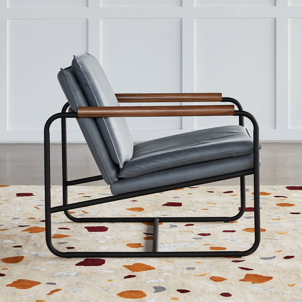 Kelso Chair – Industrial Modern Lounge Chair with Wood Armrests - Sage InteriorsSage InteriorsChair