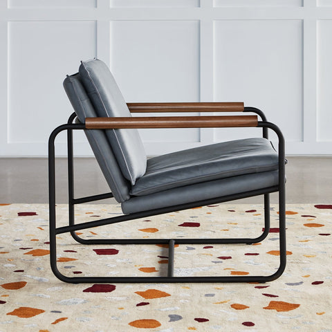 Kelso Chair – Industrial Modern Lounge Chair with Wood Armrests - Sage InteriorsSage InteriorsChair