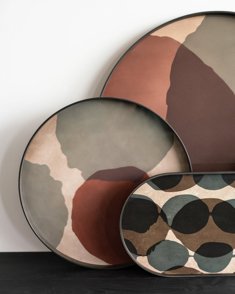 Layered Dots Glass Tray Bronze Finish with Organic Motif Sage Interiors - Sage InteriorsEthnicrafttray