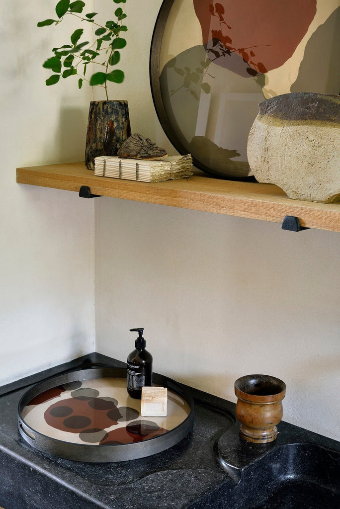 Layered Dots Glass Tray Bronze Finish with Organic Motif Sage Interiors - Sage InteriorsEthnicrafttray