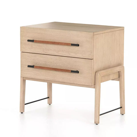 Leather meets Oak Nightstand - Sage InteriorsFour HandsNightstands
