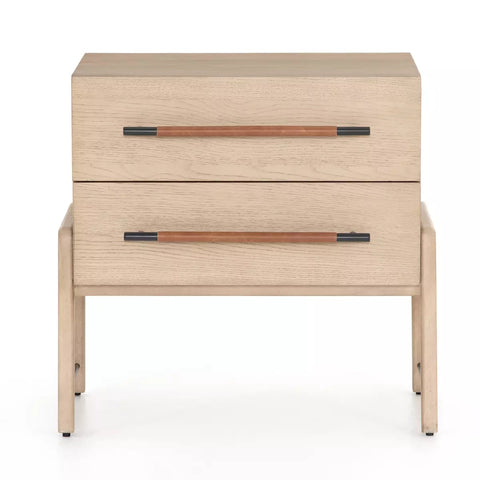 Leather meets Oak Nightstand - Sage InteriorsFour HandsNightstands