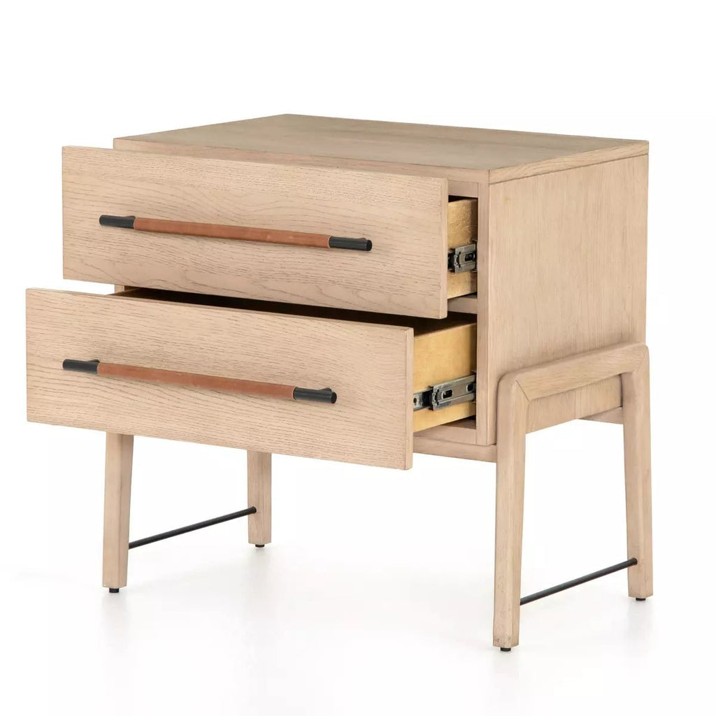 Leather meets Oak Nightstand - Sage InteriorsFour HandsNightstands