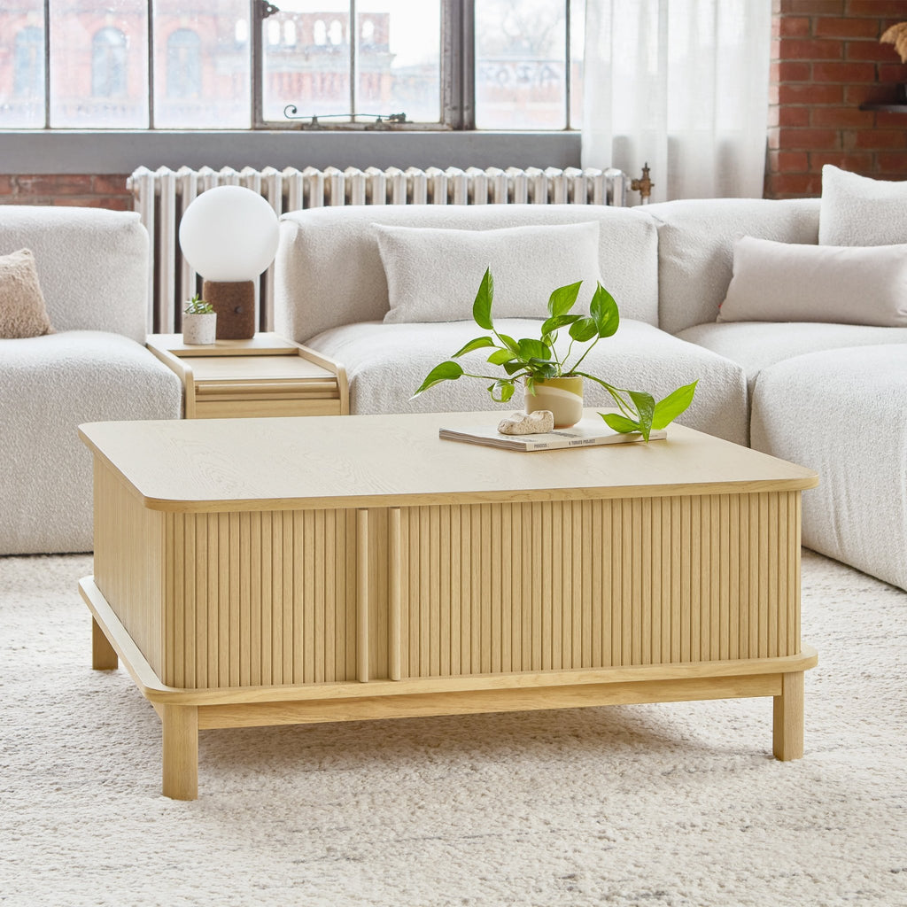 Ledger Coffee Table – FSC® - Certified Tambour Storage with Elegant Craftsmanship - Sage InteriorsSage InteriorsCoffee Table