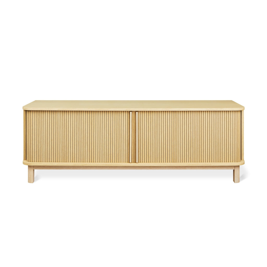 Ledger Credenza – FSC® - Certified Tambour Door Storage in Natural Wood Finish - Sage InteriorsGusCabinet