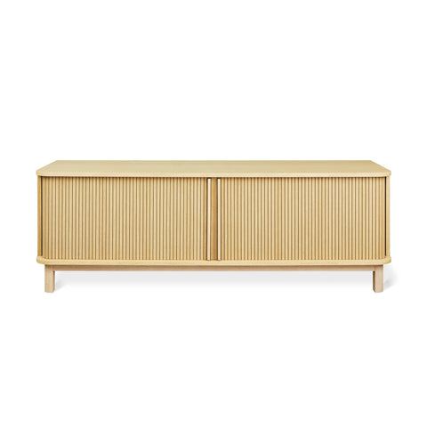 Ledger Credenza – FSC® - Certified Tambour Door Storage in Natural Wood Finish - Sage InteriorsGusCabinet
