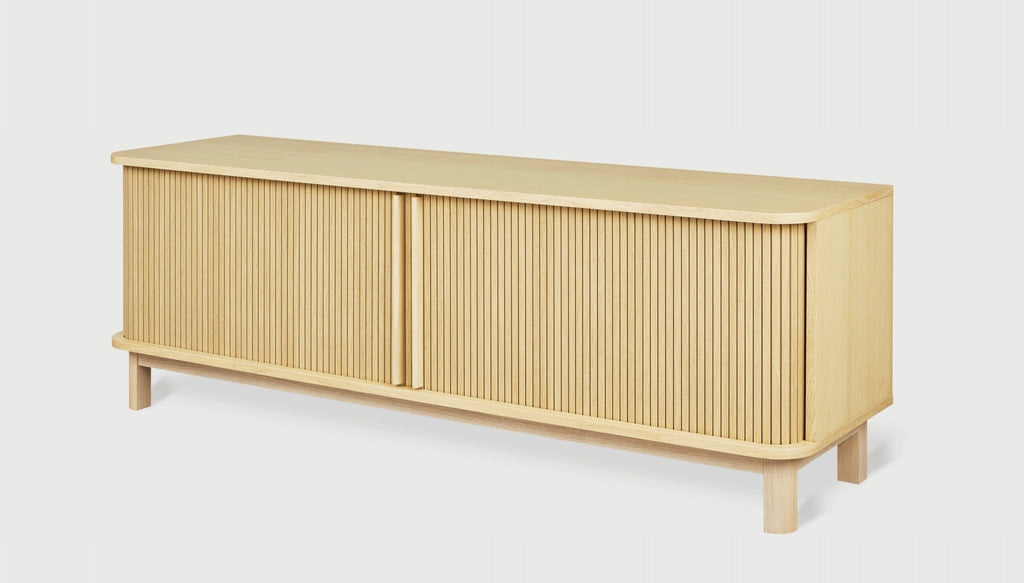 Ledger Credenza – FSC® - Certified Tambour Door Storage in Natural Wood Finish - Sage InteriorsGusCabinet