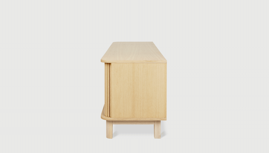 Ledger Credenza – FSC® - Certified Tambour Door Storage in Natural Wood Finish - Sage InteriorsSage InteriorsCabinet