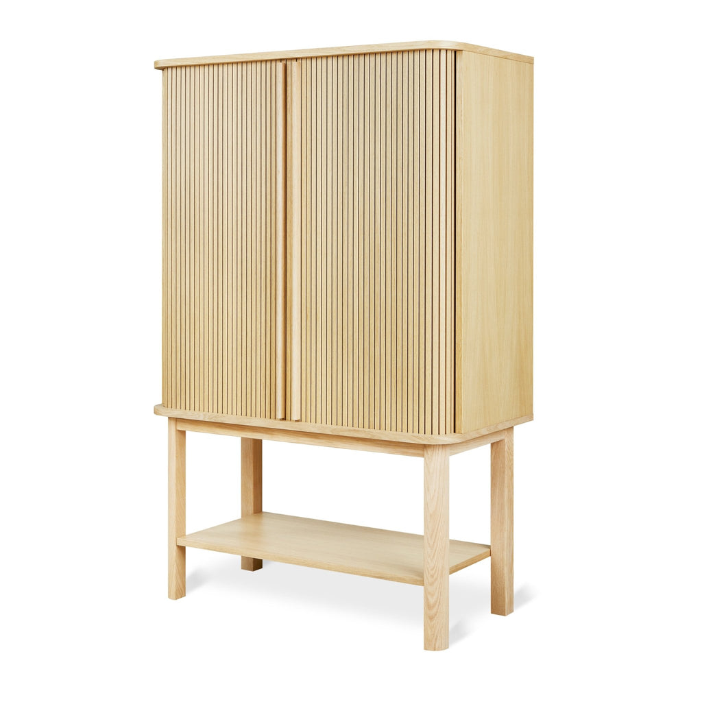 Ledger Tall Cabinet – FSC® - Certified Storage with Tambour Doors in Natural Wood - Sage InteriorsGusCabinet