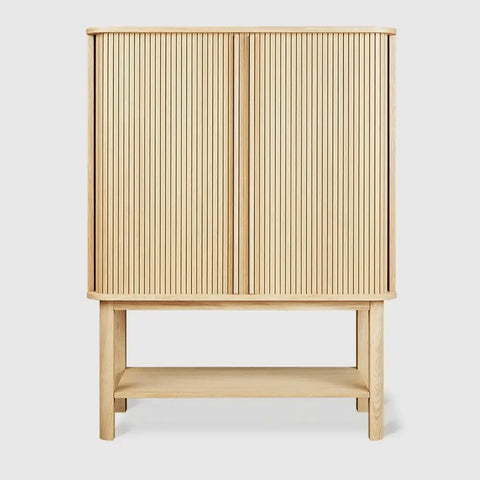 Ledger Tall Cabinet – FSC® - Certified Storage with Tambour Doors in Natural Wood - Sage InteriorsGusCabinet