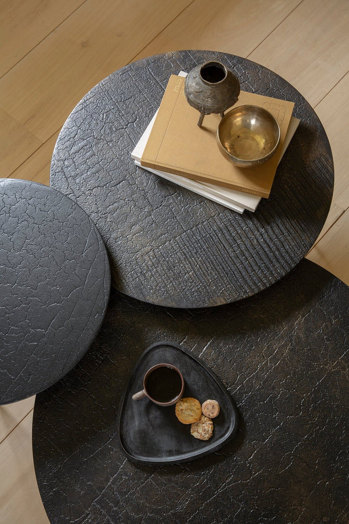 Luna Coffee Table – Textured Earth - Tone Surface & Sleek Metal Legs - Sage InteriorsEthnicraftCoffee Table