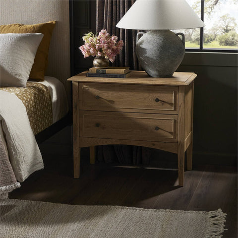 Maggie Nightstand Aged Smoked Oak Resawn - Sage InteriorsSage Interiors
