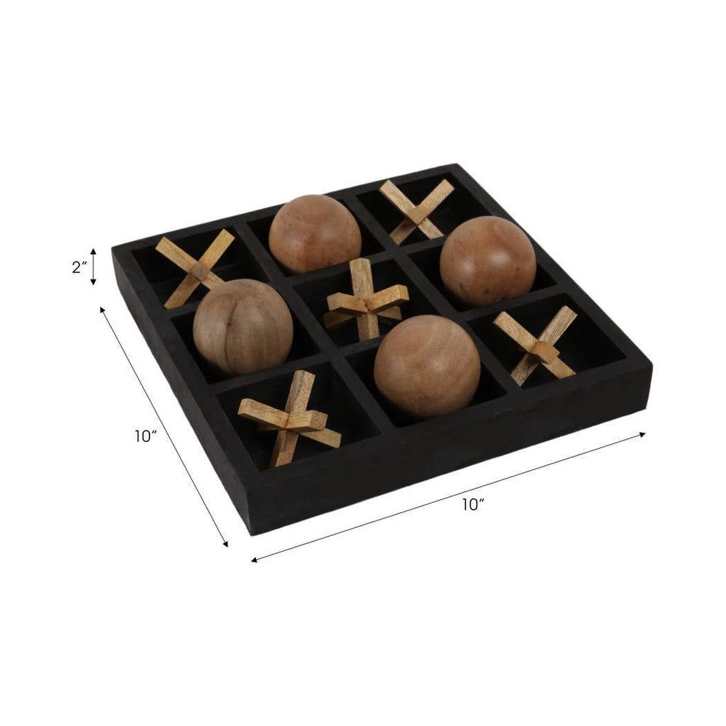 Mango Wood Tic Tac Toe Decorative Board Game - Black, 10 in. - Sage InteriorsSagebrook Homegame