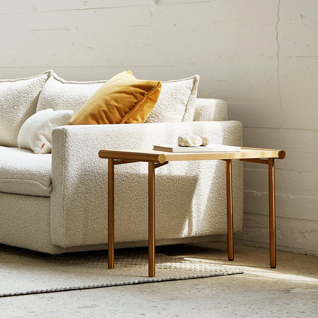 Manifold End Table – Walnut or Ash Veneer with Brass or Pewter Base - Sage InteriorsSage InteriorsManifold End Table