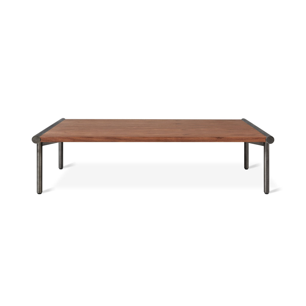 Manifold Rectangular Coffee Table – Walnut or Ash Veneer with Brass or Pewter Base - Sage InteriorsSage InteriorsManifold End Table