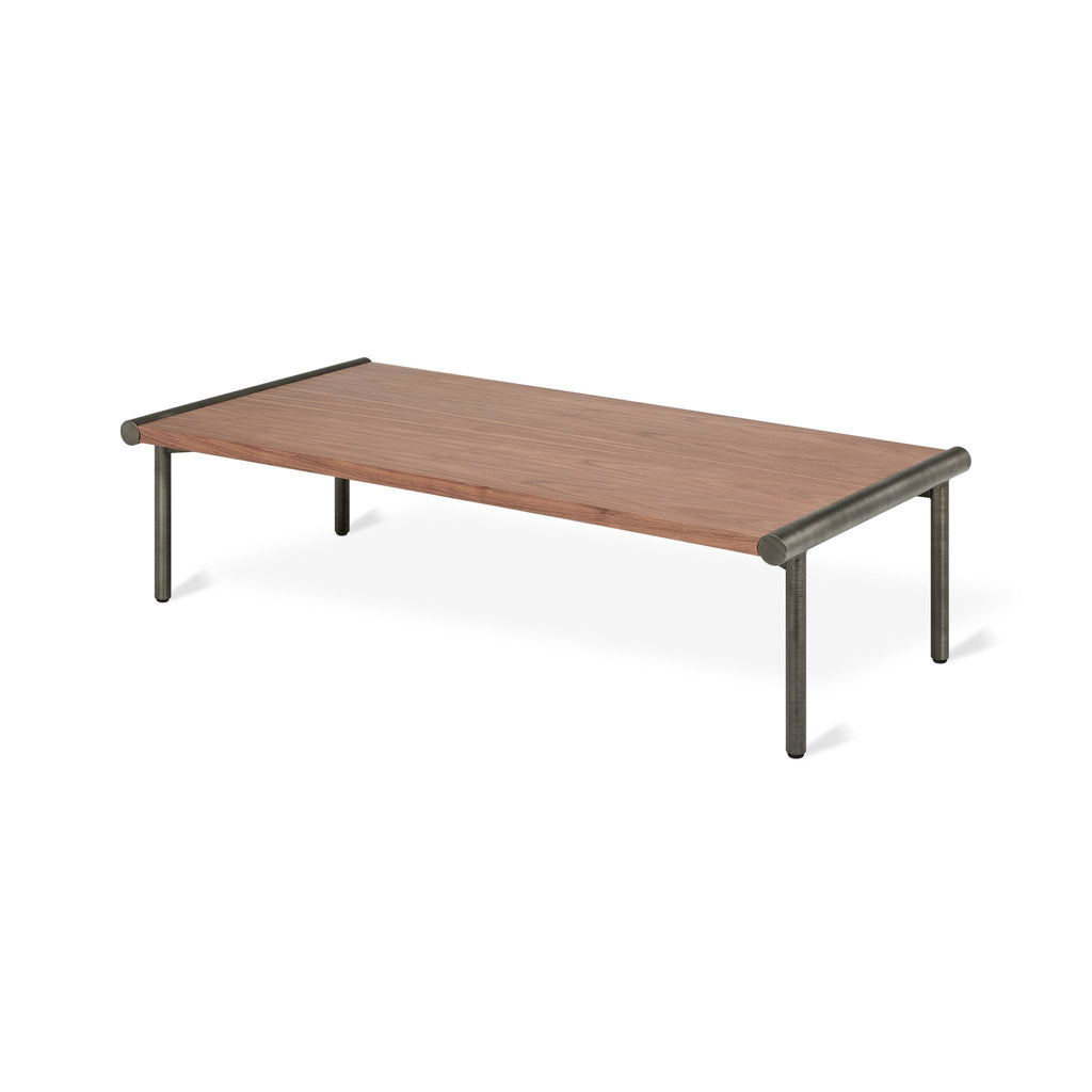 Manifold Rectangular Coffee Table – Walnut or Ash Veneer with Brass or Pewter Base - Sage InteriorsSage InteriorsManifold End Table