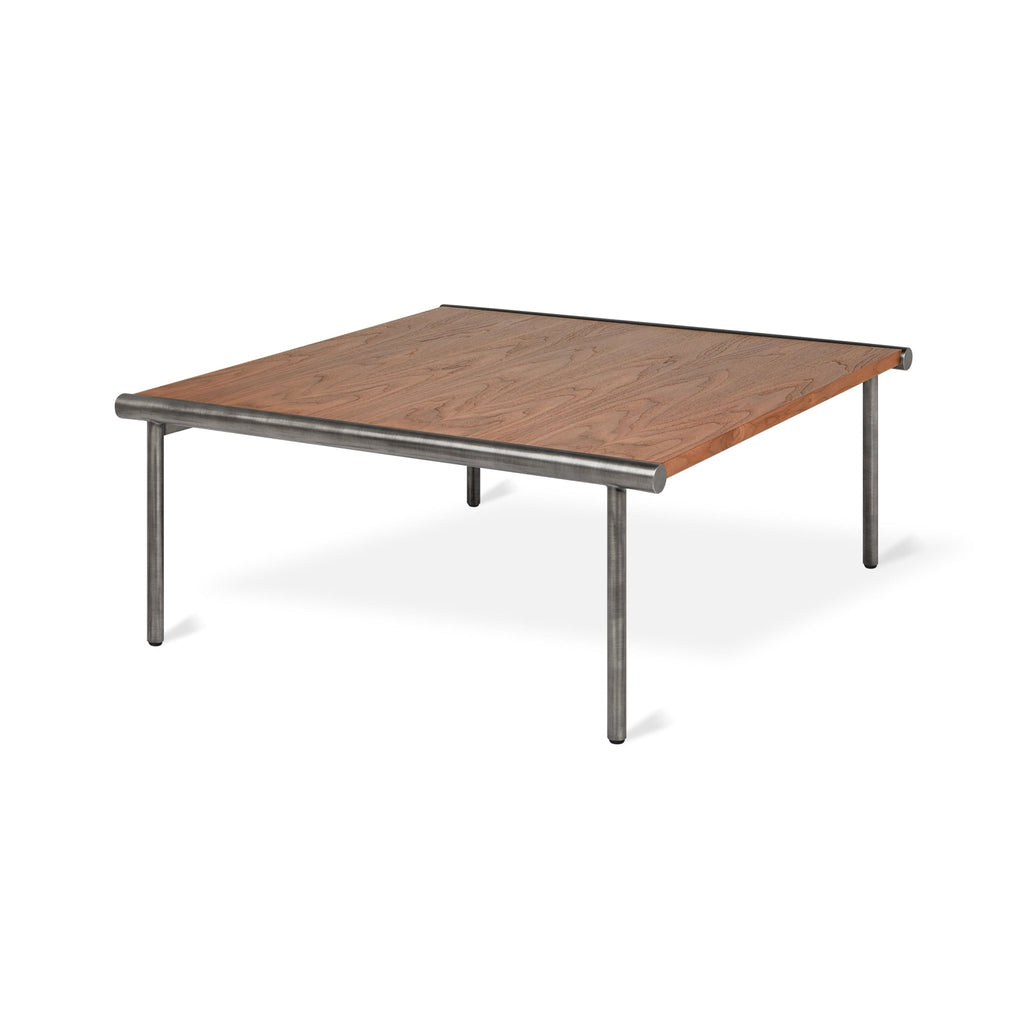 Manifold Square Coffee Table – Walnut or Ash Veneer with Brass or Pewter Base - Sage InteriorsSage InteriorsManifold End Table