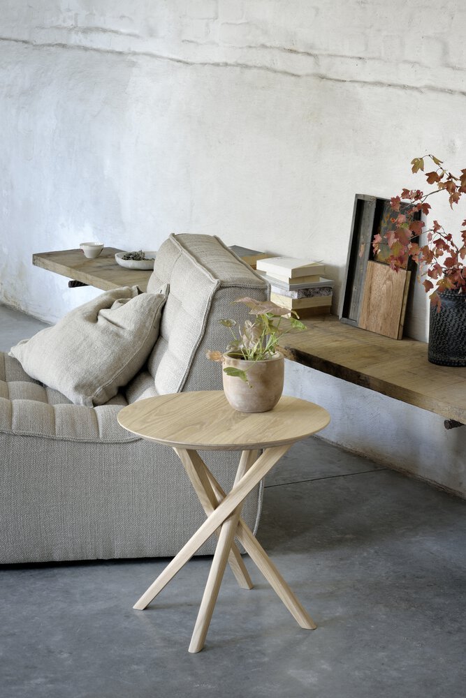 Mikado Side Table – Sculptural Solid Oak Accent - Sage InteriorsEthnicraft