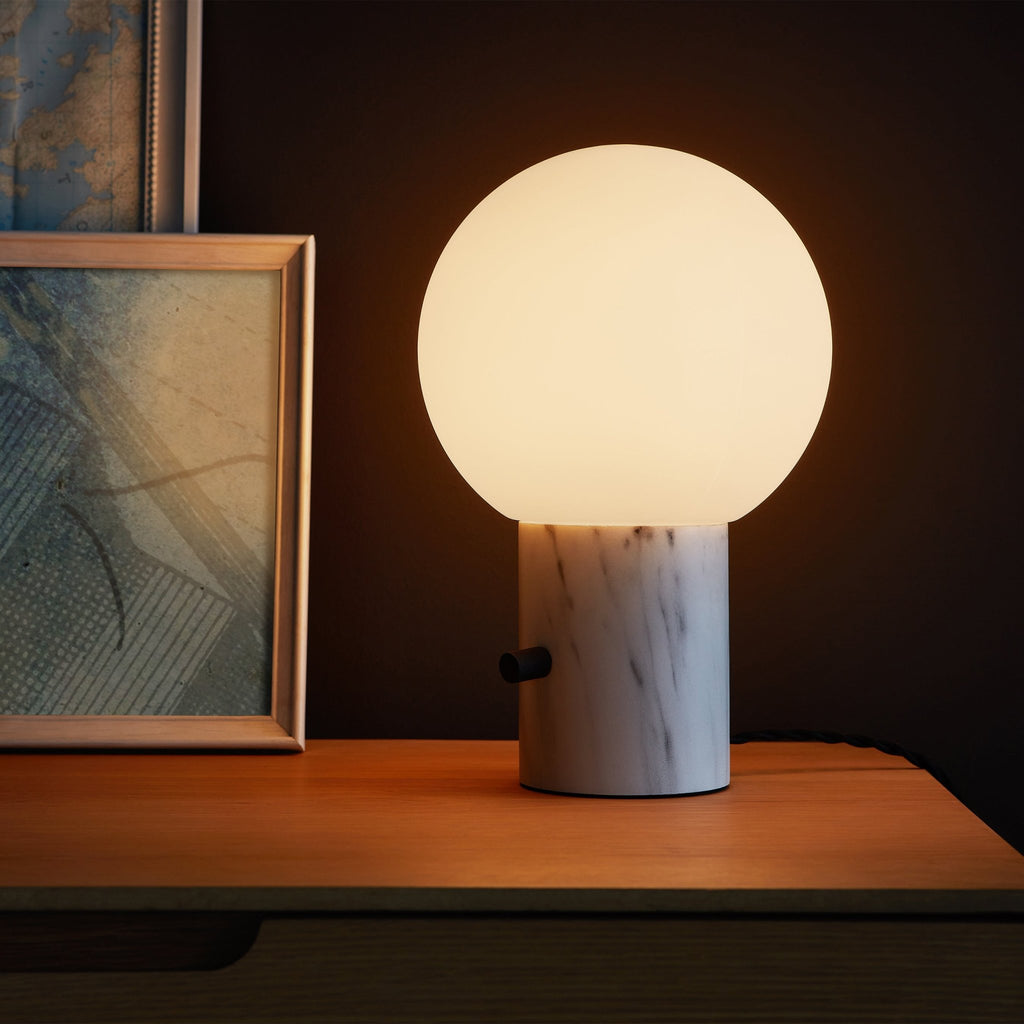 Milton Callisto Table Lamp Globe Shade with Marble Resin Base & Dimmable Switch - Sage InteriorsSage InteriorsLamp
